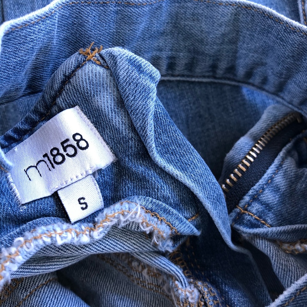 Denim wide leg cropped Jumpsuit - Picture 4 of 7